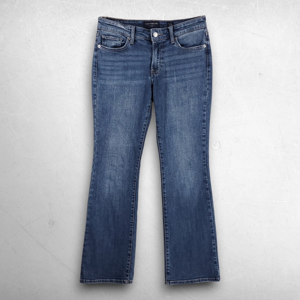 Lucky Brand Sweet Boot Ankle Jeans Women 6/28 Blue Mid-Rise Western Boho Indie